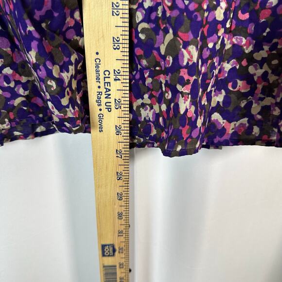 Coldwater Creek Cotton Lawn No Iron Button-up Long Sleeve Top Purple 1X Abstract - Picture 8 of 8